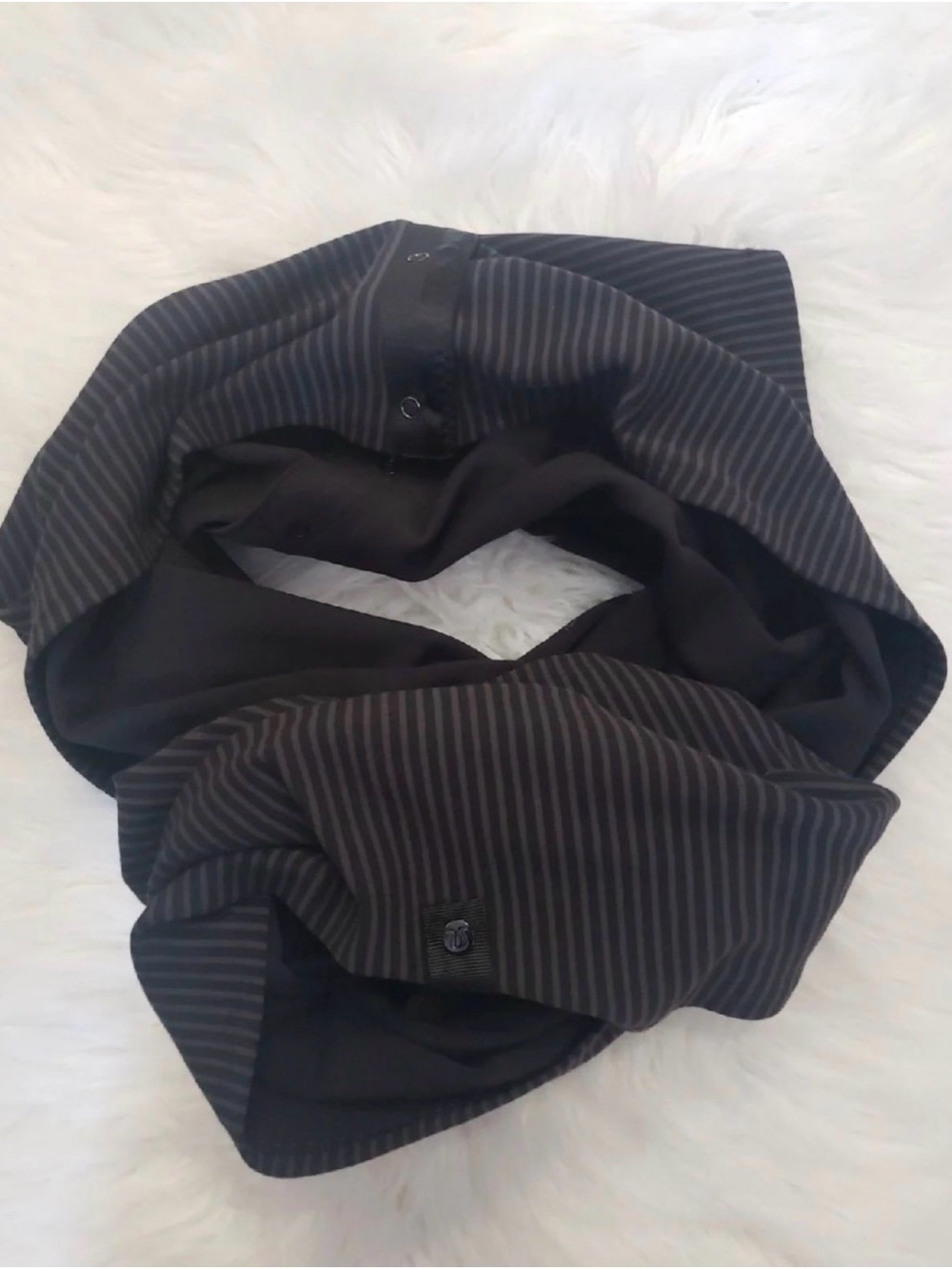 Lululemon Striped Black & Gray Infinity Scarf